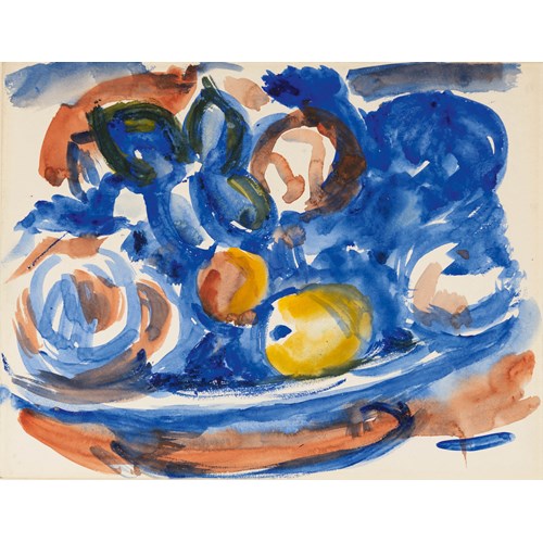 Fruit on a Blue Plate